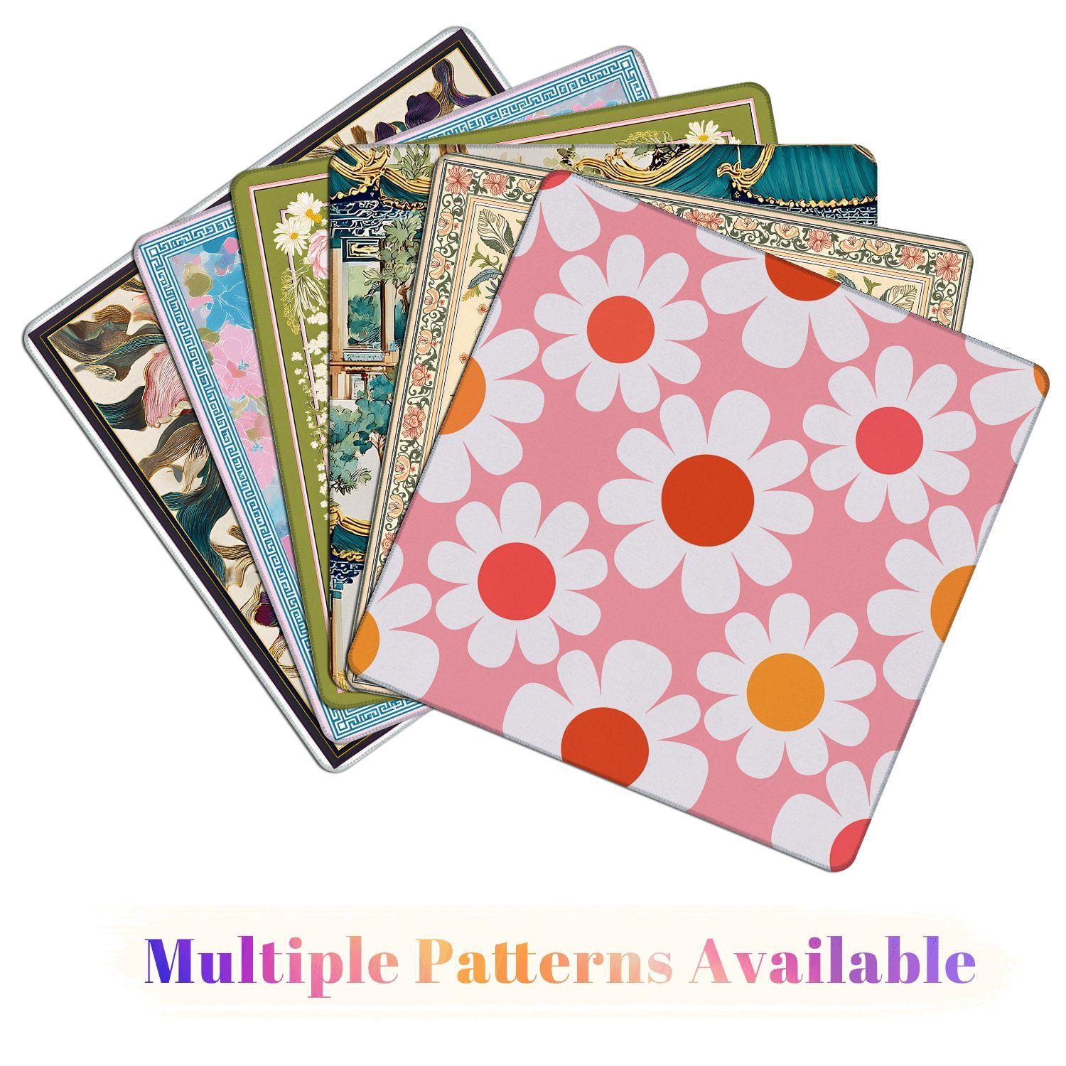 Mahjong Mat 31.5" x 31.5" Colorful Daisy Flower Pink Non-Slip Noise Reduction American Mahjong Tiles Table Cover for Dominoes Poker Card Board Games Gift