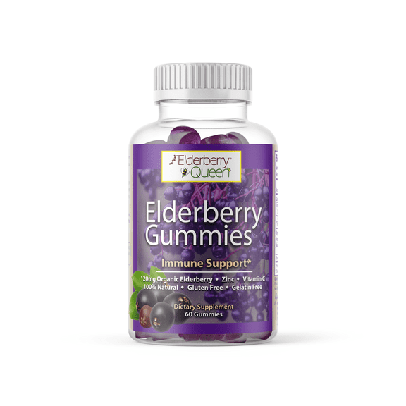 Elderberry Queen Elderberry Gummies with Vitamin C & Zinc, 60 Gummies