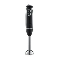 Elite Gourmet 2-Speed 500W Hand Blender with Detachable Wand, Black & Stainless Steel