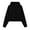 Black, variant on Cropped Zip Up Hoodies for Women Fall Winter Long Sleeve Heavyweight Plain Hooded Sweatshirt with Pockets Crop Tops