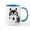 White/Blue Inside, variant on CafePress - Black And White Wolf - 11 oz Ceramic Mug - Novelty Coffee Tea Cup