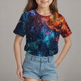 thumbnail image 2 of TOWED22 Toddler Baby Girls Flower Shirt Cute Graphic Short Sleeve T-Shirt Kids Print Graphic Summer Tees Top(Orange,6-7 Y), 2 of 4