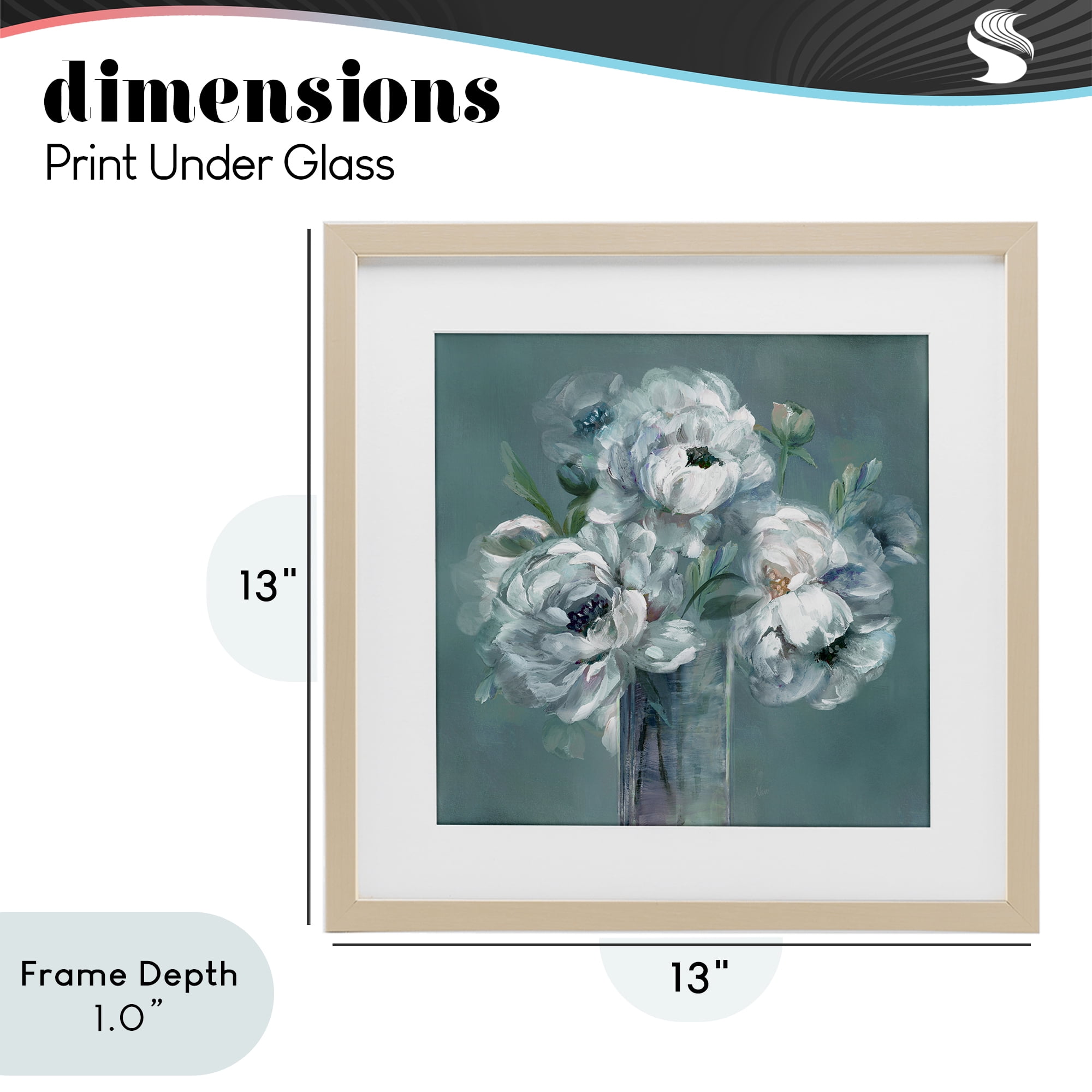 Stupell Industries White Peony Impression in Vase Birch Framed Print Under Glass, design by Nan