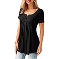 thumbnail image 3 of Kiapeise Plus Size Women Summer Loose Low Chest Wild Short Sleeve Pullover Top, 3 of 5