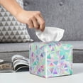 thumbnail image 6 of KLL Sequins Print Tissue Box Cover,Leather Tissue Holder Square Facial Tissue Case Facial Paper Organizer Dispenser for Bathroom, Vanity Countertop, 6 of 7