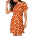 thumbnail image 2 of Naloa Dots On Orange Background Print Women Nightgowns,Womens Loungewear,Short Sleeve Sleepwear,Comfy Ladies Nightdress, 2 of 6
