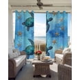 thumbnail image 6 of Turtle Blue Blackout Curtains for Bedroom Living Room Darkening Curtains 54 Inch Long Coastal Ocean Retro Starfish Sea Short Curtain for Small Window Treatment Insulated Grommet Drapes 52"x54"x2, 6 of 9