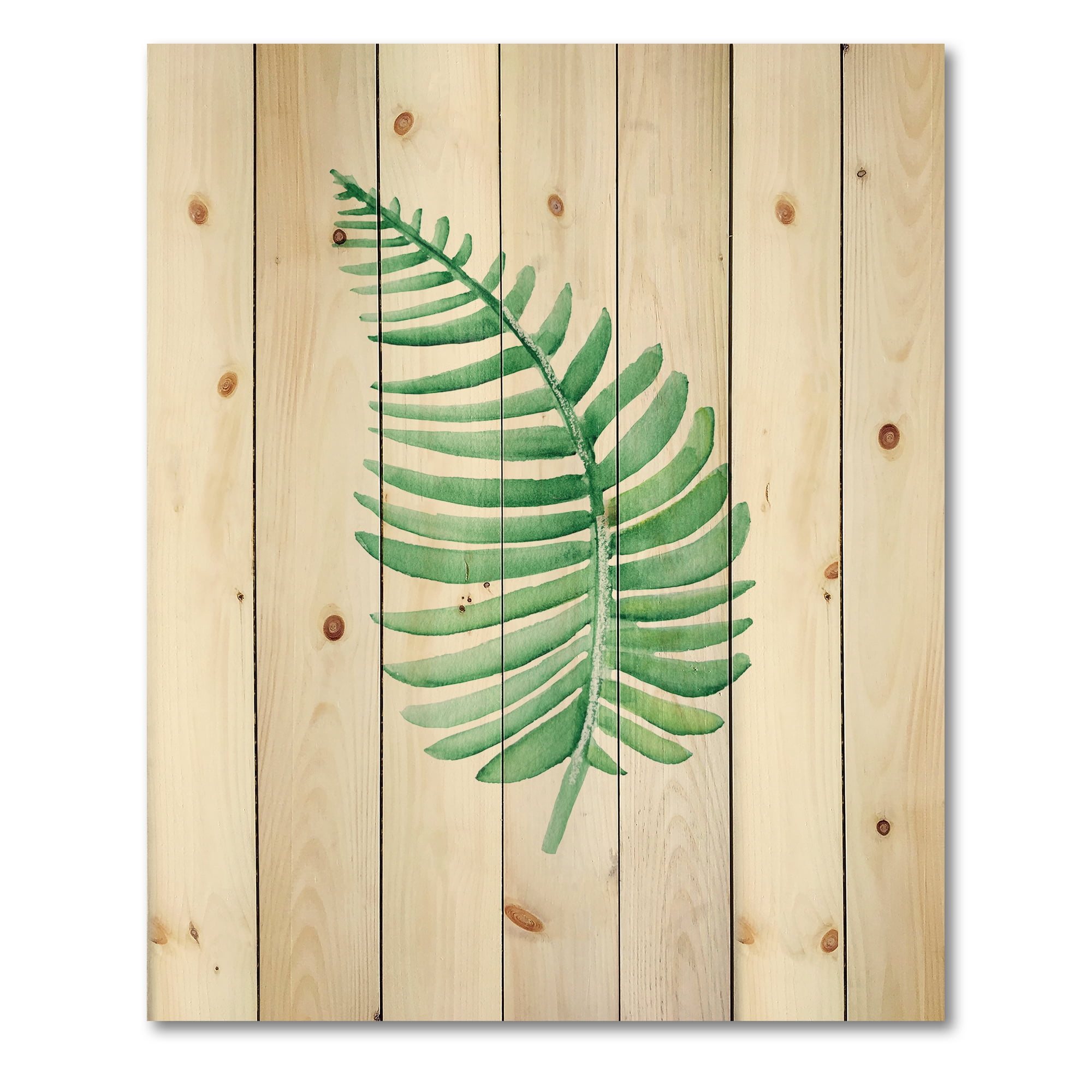 Designart 'Close Up Of Tropical Leaf Of Monstera III' Farmhouse Print on Natural Pine Wood