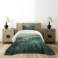 thumbnail image 4 of Ambesonne Dark Green Quilted Bedspread Set 2 Pcs, Foggy Forest Panorama, Twin Size, Teal and Evergreen, 4 of 4