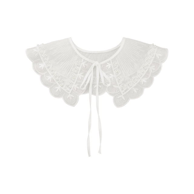 INSPIRE CHIC Collier Détachable Faux, Mini Cape Col Ras du Cou Faux Dickey pour Blouse Blanc-1(Lacets Blancs)