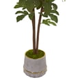 thumbnail image 3 of Nearly Natural 47" Fig Artificial Tree in Stoneware Vase with Gold Trimming, Green, 3 of 4