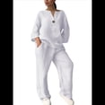 thumbnail image 2 of Conjunto de 2 Piezas de y Algodón para Mujer, con Cuello en V, Camisa de Larga Abotonada y Pantalón con Bolsillos M, 2 of 7
