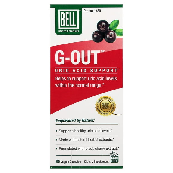 Bell Lifestyle G-Out, Uric Acid Control, 60 Veggie Capsules