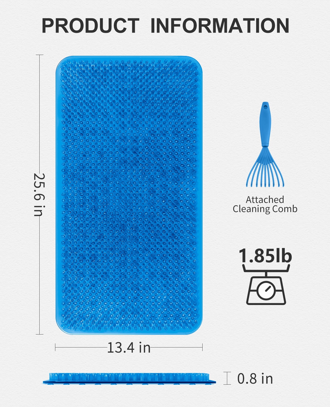 OTHWAY Non Slip Grassy Bathtub Mat :25.6x13.4 inches Spa Foot Massage Bathroom Rug,Quick Drain Shower Floor Mat for Elderly Pregnancy & Families(Dark Blue)