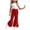 Wine, variant on BLVB Girl 2 Piece Outfits Set Short Ruffle Sleeves Top Flared Pants with Front Split Spring Summer Clothes 2-8Y