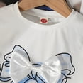 thumbnail image 6 of Kids Girls 2-Piece Short Sleeve Outfits Printed Crew Neck Top and Shorts Fashionable Summer Casual Clothes for Girls White Size 6-7 Years, 6 of 7