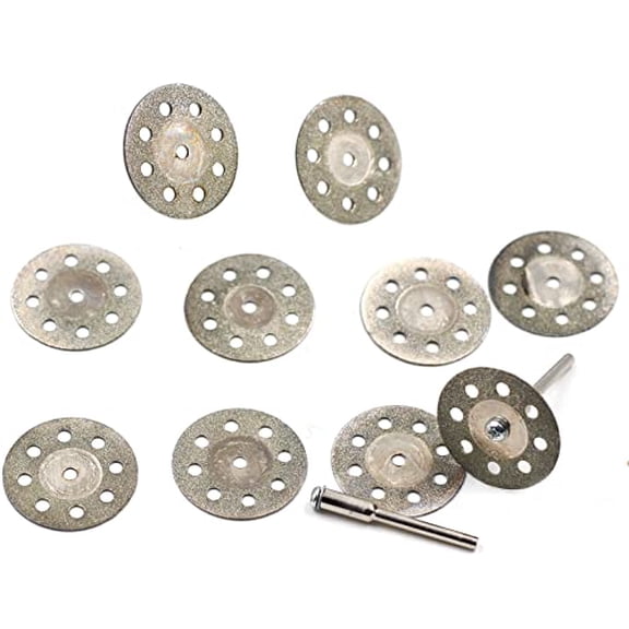 10 pcs 20mm Diamond Cutting Discs Cut Off Wheel Coated Rotary Tools With 1/8 Mandrel Compatible with Most Rotary Tools Replacement for Cutting Gemstones,Glass,Geramics,(20mm)