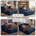 thumbnail image 6 of Kosynda Oversized Chaise Lounge Chair Indoor, 50"W Corduroy Upholstered Boneless Sofa Bed with 3 Pillows and Armrests for Living Room, Bedroom, Blue, 6 of 8
