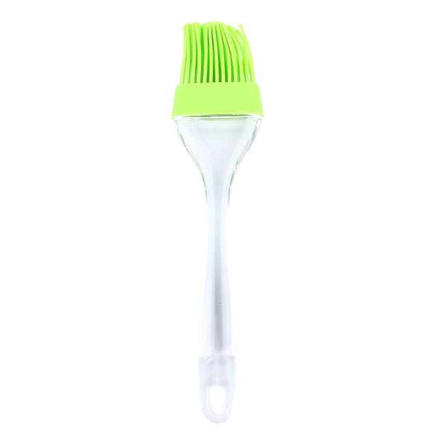 Cepillo de silicona resistente al calor para barbacoa con aceite, mango blanco, cepillo de silicona resistente al calor para hornear (verde)