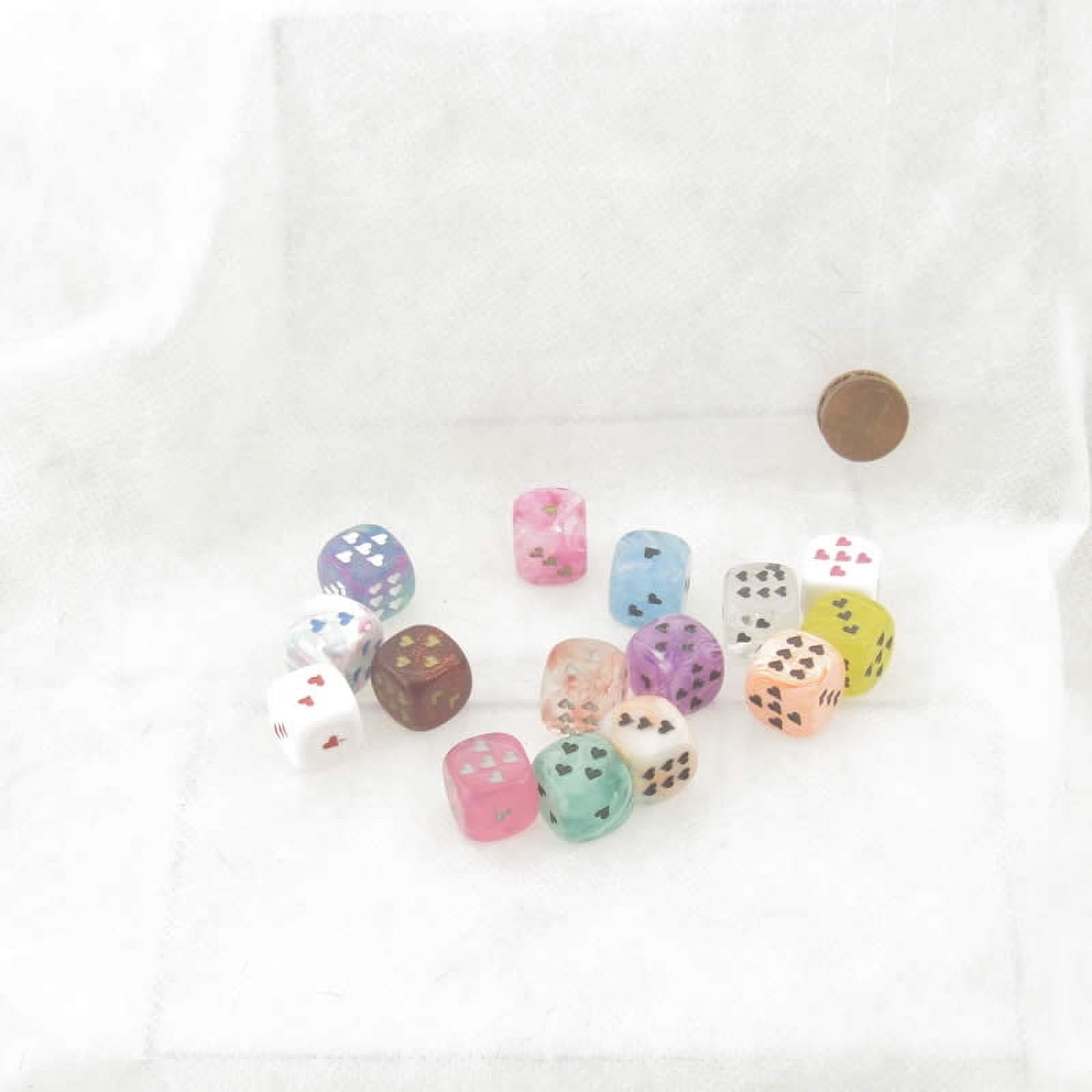 Assorted Dice with Hearts D6 16mm (5/8in) Pack of 15 Wondertrail