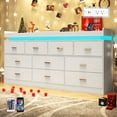 thumbnail image 4 of ChVans 10 Drawer Dresser with LED Lights and Charging Station, 70" Wide wood Chest of Drawers and Metal Handles, 39.8" Tall drawers dresser for bedroom, Living Room, Entryway, Hallway, 4 of 6