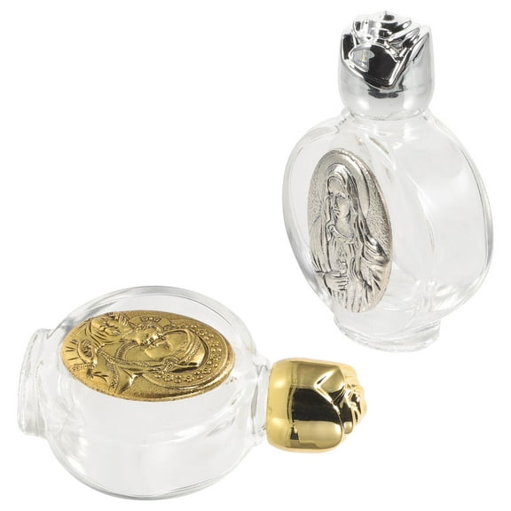 WEAVILUX Glass Containers For Holy Water Glass Holy Water Bottle Silver 2Pcs Portable