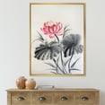 thumbnail image 2 of Two Monochrome Leaves With Lotus Flower 30 in x 40 in Framed Painting Canvas Art Print, by Designart, 2 of 5