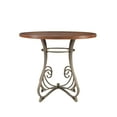 thumbnail image 2 of Roselyn 42" Round Counter Height Pub Table, Brushed Faux Medium Cherry Wood with "Matte Pewter and Bronze" Metal, 2 of 8