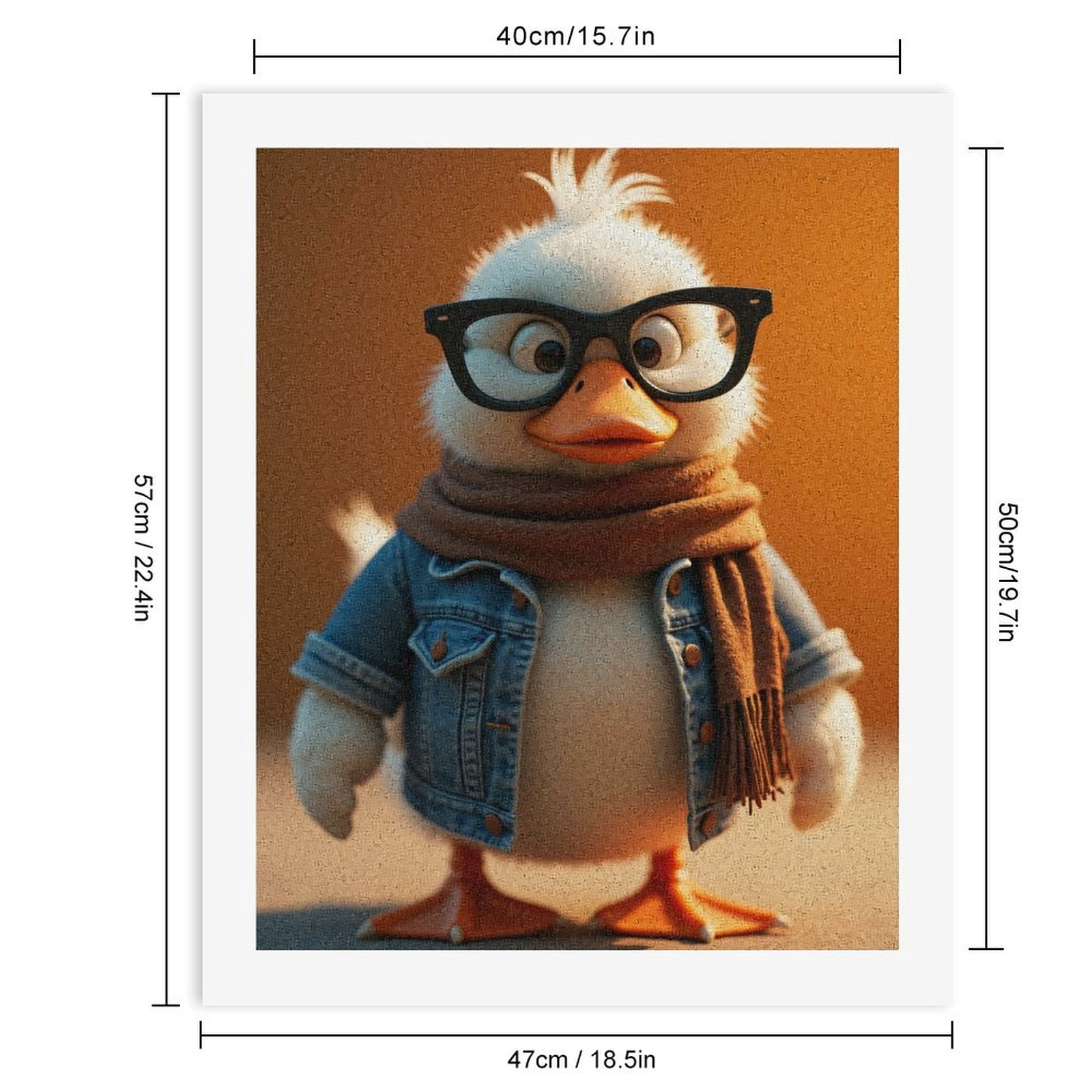 Paint By Numbers Kit for Adults Beginner - Duck Fashion Glasses Scarf Denim DIY Canvas Painting Kits for Adults, Frameless Paint By Number for Adults for Home Wall Decor 16x20 Inch