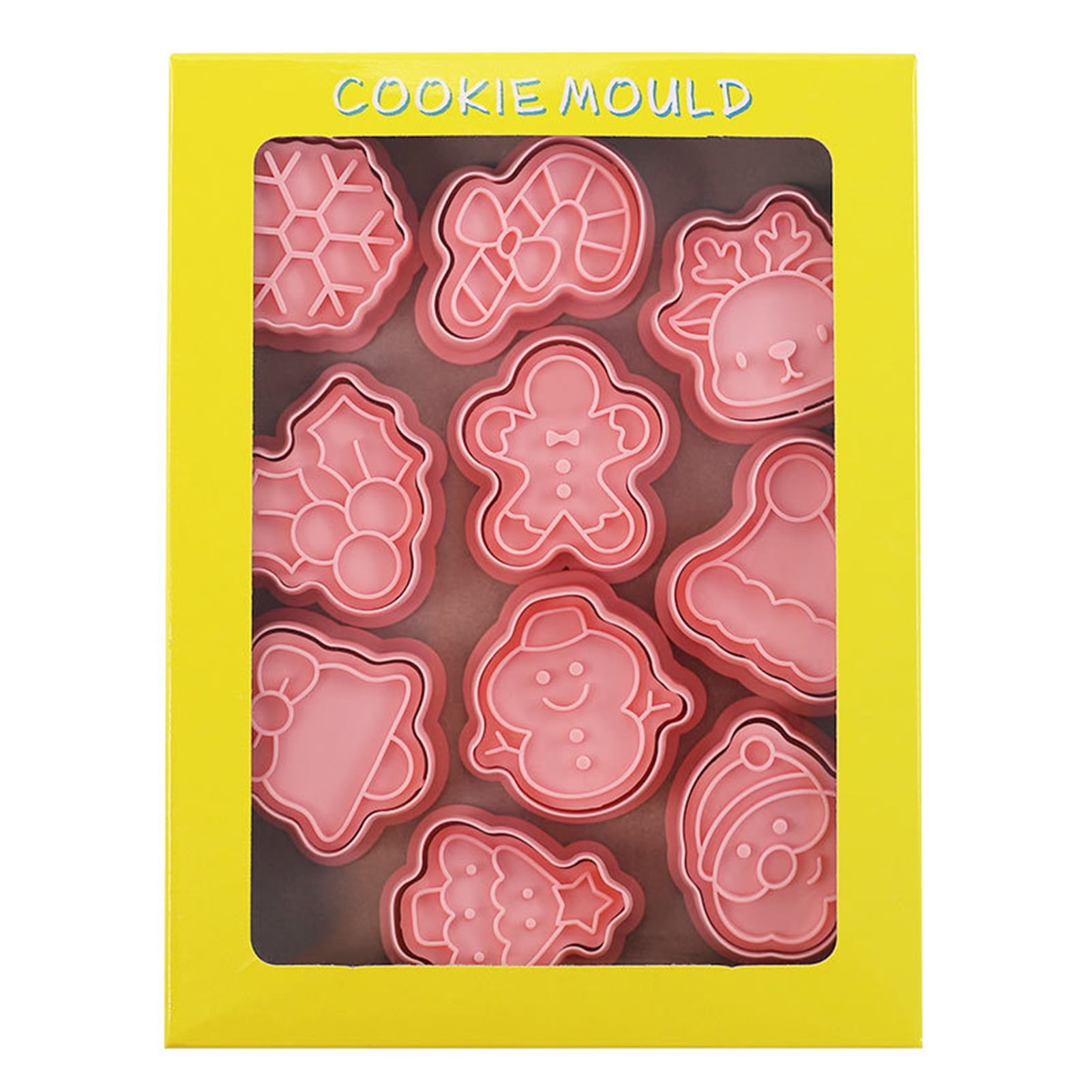 Lohuatrd 10 Pcs Christmas Theme Biscuit Mold Cookie Stamp Easy Demoulding Cartoon Pictures 3D