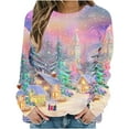 thumbnail image 1 of Chandails en Molleton de Noël pour Femmes - Chandails en Molleton de Noël Colorés à Col Rond Imprimé Ample Sans Capuche - Décontracté, Quotidien, 1 of 6