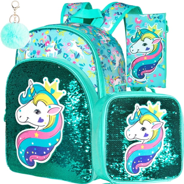 Mochila AGSDON Unicornio 40x41x13cm 3 PIEZAS para Niñas