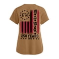 thumbnail image 4 of America 250 Years Scrub Shirt for Women Usa Flag Print Fourth Of July V Neck Tops Short Sleeve Lightweight Relaxed Fit Daily Wear Shirts with Pockets, #01 Light Brown, M, 4 of 4