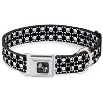 Buckle-Down Pet Collar, Dog Collar Metal Seatbelt Buckle, Top Skulls Black White, 16 to 23 Inches 1.5 Inch Wide