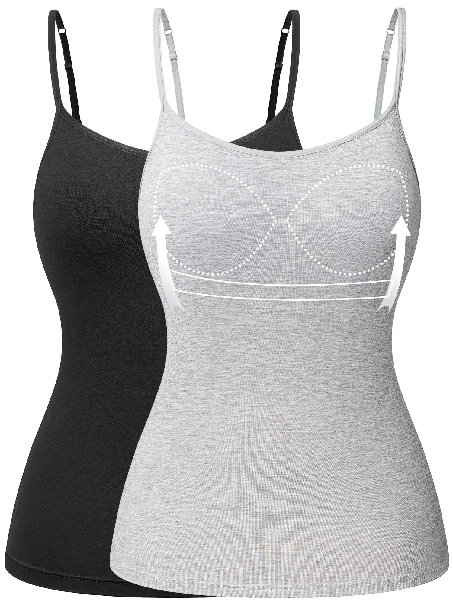 VASLANDA Women's Cotton Camisole Adjustable Strap Tank Tops with Built