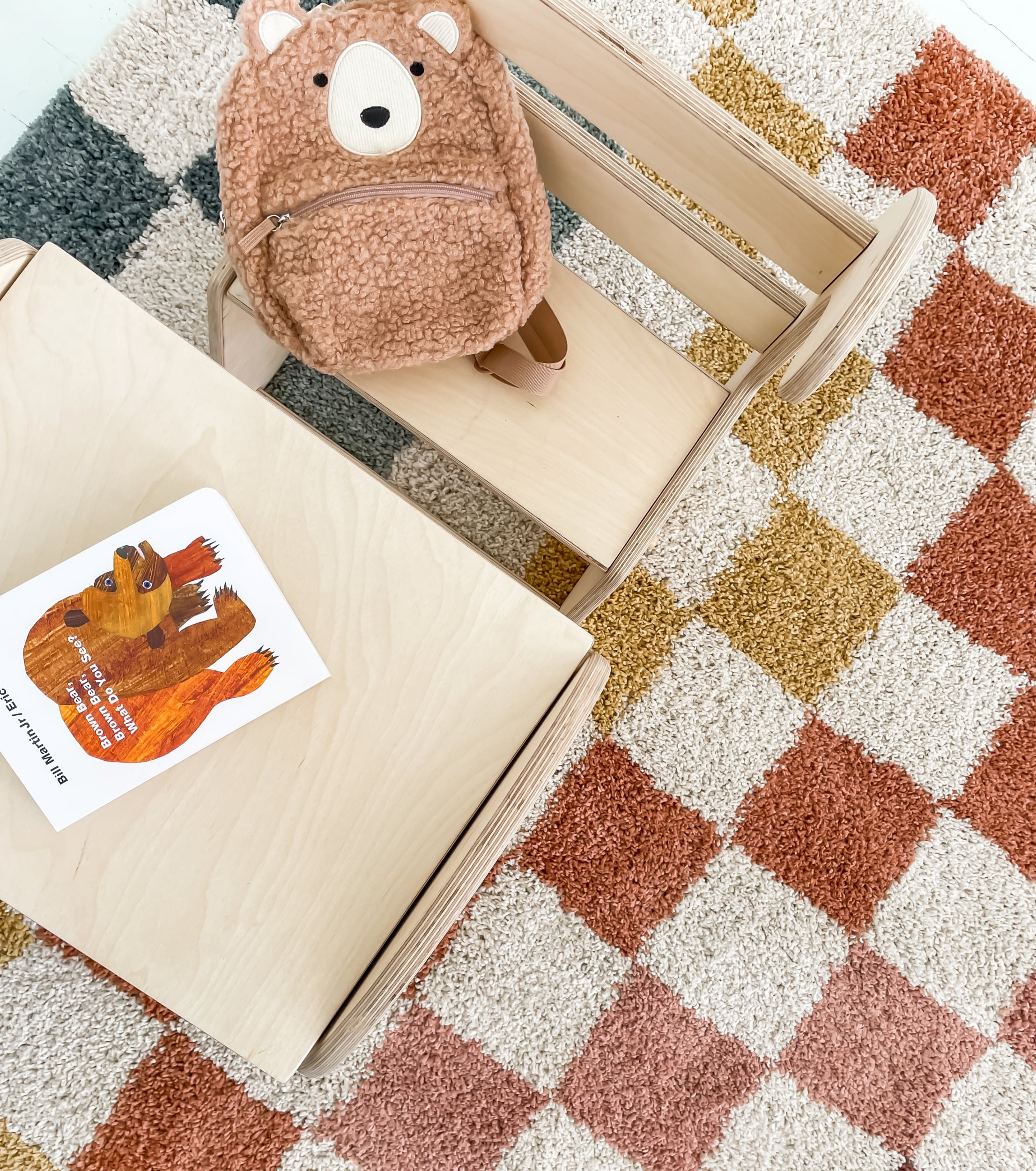 Mainstays Rainbow Checkered Shag Indoor Rug, 7' 10" x 10'