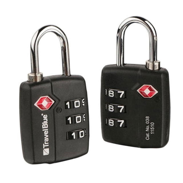 Candado Travel Blue TSA de triple combinación, 2 unidades negro