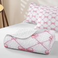 thumbnail image 4 of Manfei Girly Bowtie Quilt Full,Cute Pink Bow Full Bedspread Sets,3-Piece,1 Coverlet and 2 Pillowcases, 4 of 7