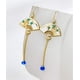 thumbnail image 3 of Pendientes de abanico asimétricos, pendientes de gota sectorial, pendientes colgantes de abanico pequeño, bonitos aretes étnicos retro, joya azul -, 3 of 5
