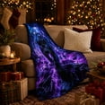 thumbnail image 3 of Mystical Black Panther Cosmic Space, Mystical Celestial Art Scene, Warm Flannel Blanket for Cabin and Lodge, Wildlife Lovers Housewarming Gift, Fantasy Home Decor, 3 of 9
