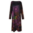 thumbnail image 5 of Ichaunyi Summer Dresses Women Casual O-Neck Hedging Print Ethnic Style Long Skirt Long Sleeve Loose Dress, 5 of 5
