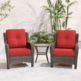 thumbnail image 3 of Meetleisure 3 Piece Wicker Patio Furniture Set, Rattan Chairs with Side Table, High Back, Deep Seating, Wide Armrest, Thick Cushions for Deck Porch, Red, 3 of 9