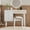 White, variant on Euroco Rattan-Style Vanity Table with Stool, 4 Drawers, Charging Station & USB Ports – Makeup Dressing Table with Elegant Metal Handles, Cotton Linen Cushion & Ample Storage