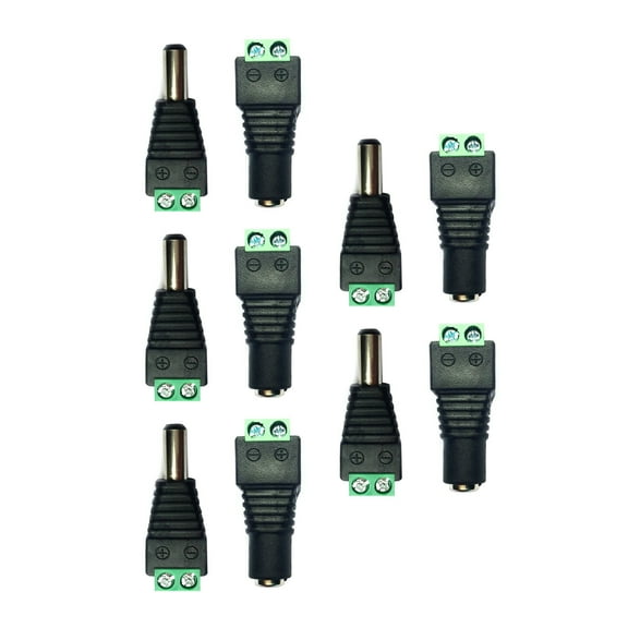 5.5mm x 2.1mm Male DC Barrel Power Connector for LED Lighting Easy Wire Connection, 1V-36V Voltage