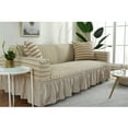 thumbnail image 3 of 1/2/3/4 Seats Spandex Elastic Stretch Sofa Armchair Cover with Pleated Ruffled Skirt for Living Room Couch, 3 of 9