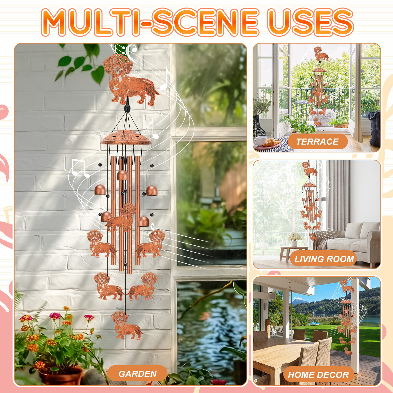 Topjuju Dachshund Dog Wind Chimes 35 Inch photo 5