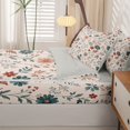 thumbnail image 5 of Homewish Retro Boho Floral Zipper Queen Comforter Set with Fitted Sheet and 2 Pillowcases,Watercolor Flower Zipper Bedding Set,Pink,Light Gray Reversible,4pcs, 5 of 8