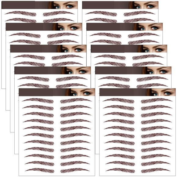 10 Hojas 110 Pares 4D Tatuajes de Cejas Impermeables con Forma de Cabello Tatuaje Marrón Etiqueta de Cejas Pares Tatuajes Temporales de Cejas Pegatinas de Aseo Formadoras en Estilo Arco para Mujeres M