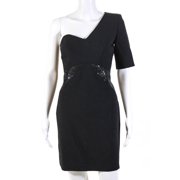 Michael Kors Womens Wool One Shoulder Sweetheart Sequin Dress Black Size 8