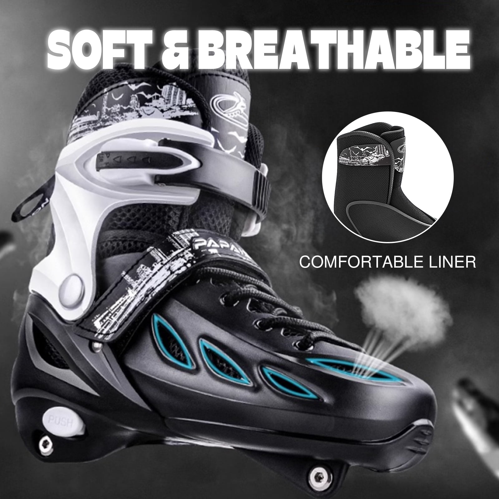 GIATUEE Inline Skates for Men Women, Light up Wheels Adjustable Size Roller Skates(XLarge)